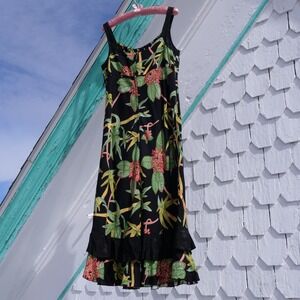 Sweet and sexy y2k beaded tropical print midi dress